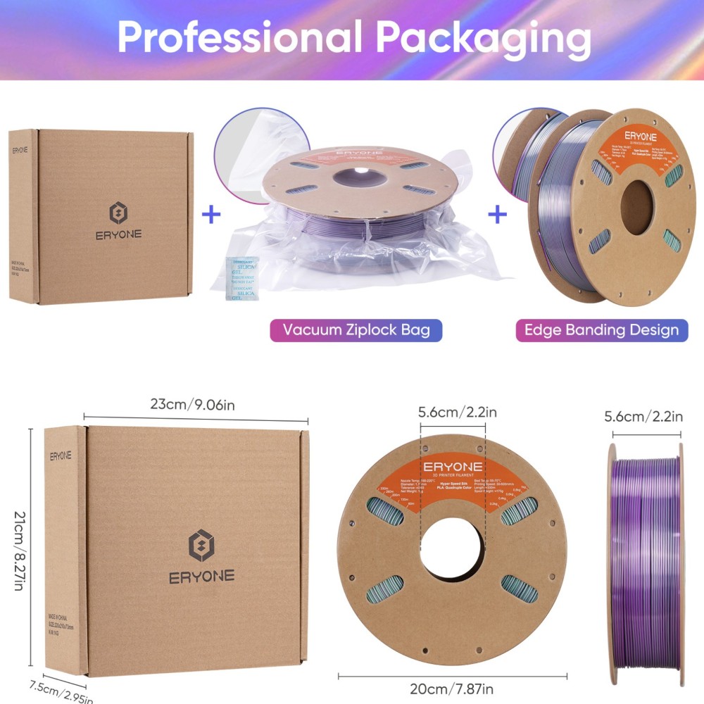 PLA Hyper Speed Silk Quadruple Color 1kg Royal Essence (Black, Purple, Silver and Dark Green) - ERYONE - Image 6