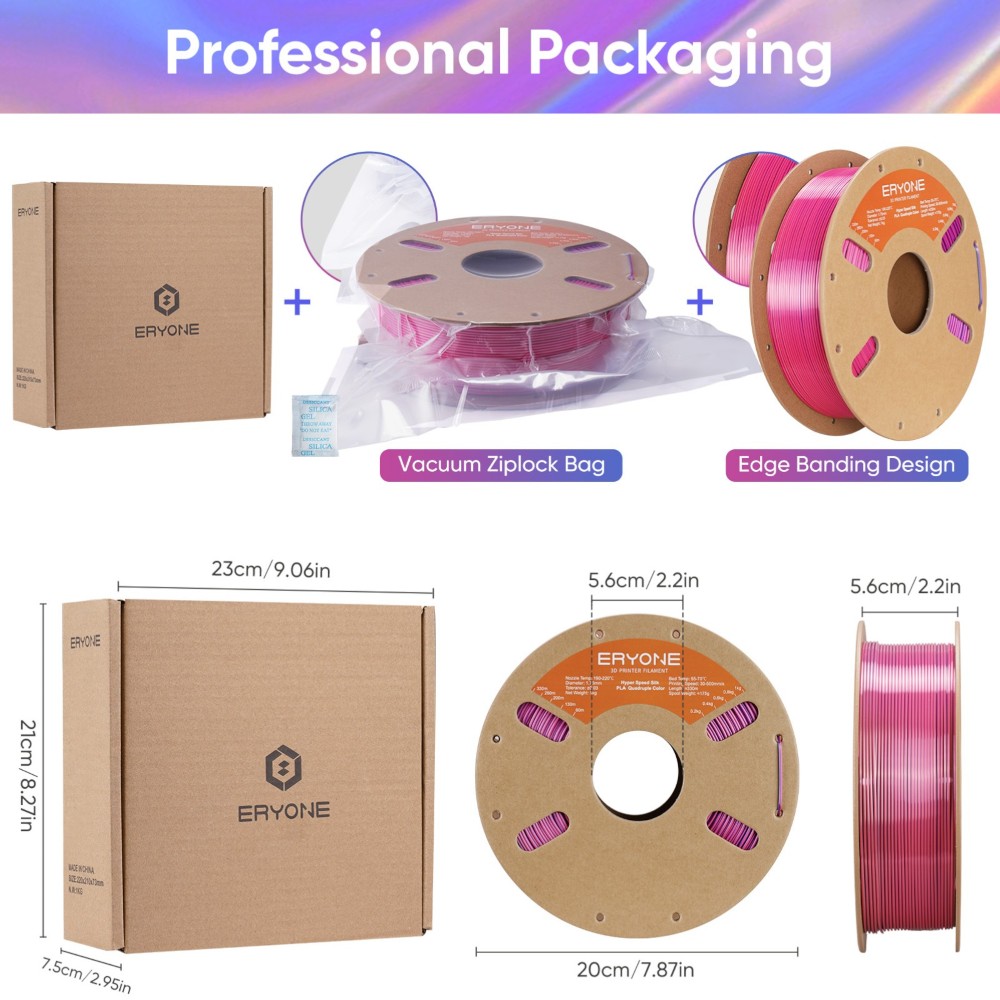 PLA Hyper Speed Silk Quadruple Color 1kg Cold Fire Night (Dark Purple, Magenta, Pink and Sky Blue) - ERYONE - Image 6