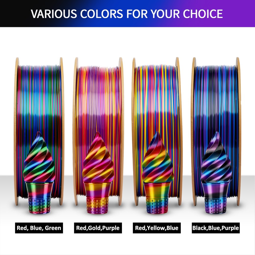PLA Rapid Silk Rainbow 1kg Obsidian (Black, Blue and Purple) - ERYONE - Image 5