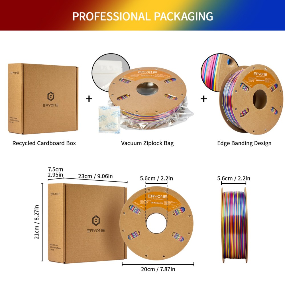 PLA Rapid Silk Rainbow 1kg Psychedelic (Red, Yellow and Blue) - ERYONE - Image 6