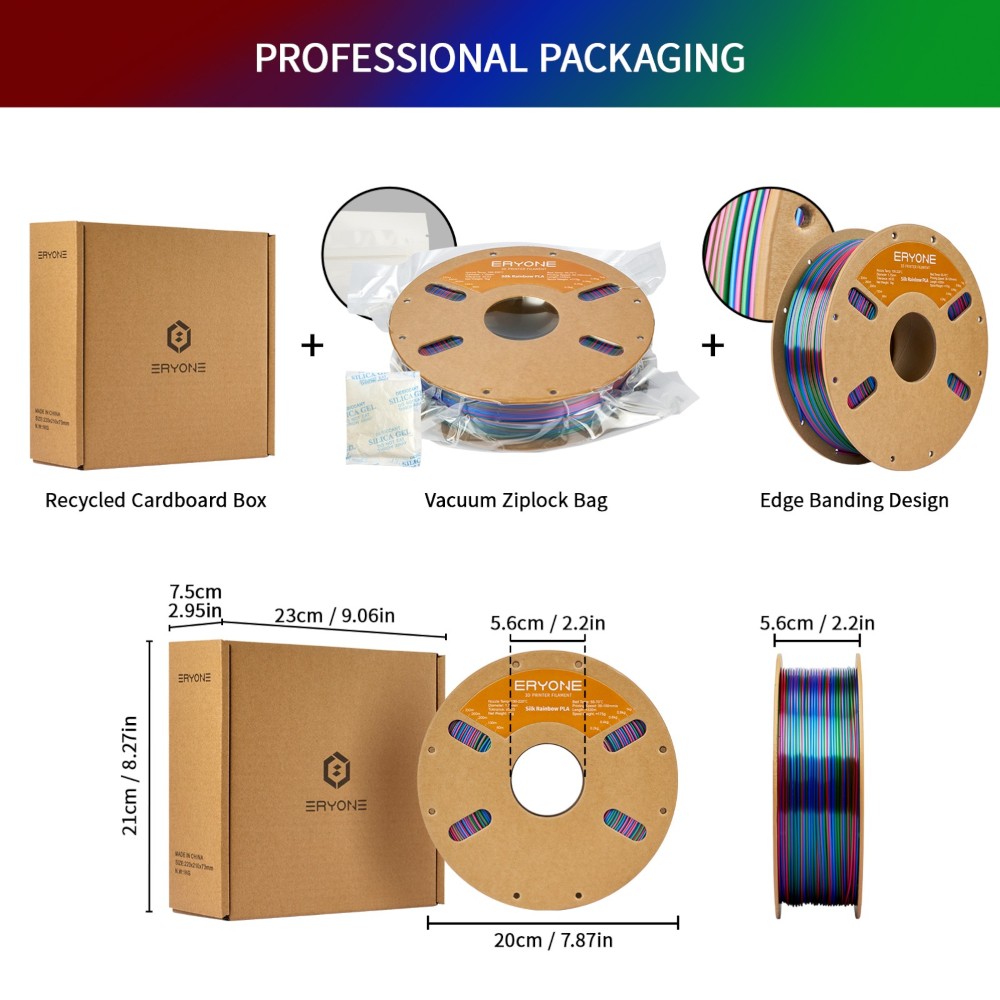 PLA Rapid Silk Rainbow 1kg Vortex (Red, Blue and Green) - ERYONE - Image 6