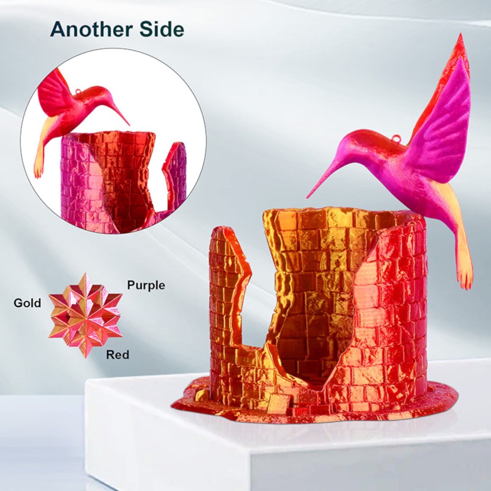 PLA High Speed Silk Tri-Color 1kg Red, Purple and Gold - ERYONE - Image 2